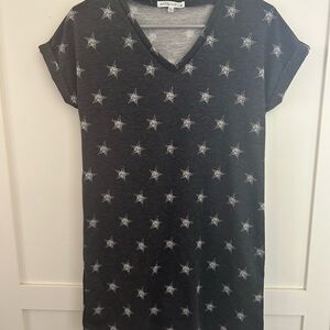 A.N.A Black Star Print V-Neck Dress